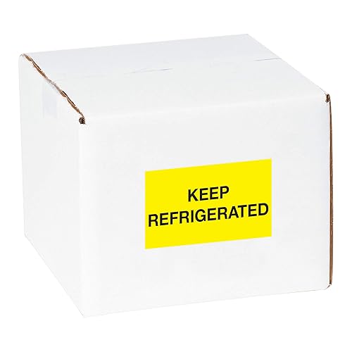 Miniatura 2 de Tape Logic Aviditi Tape Logic - Calcomanía de advertencia amarilla fluorescente "Keep Refrigerated" de 3 x 5 pulgadas, para envío, manipulación y