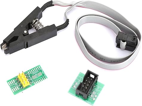 SOIC8 SOP8 Test Clip | In - Circuit Programming for 25 / 24C / 93C Series Flash Chips | No Desoldering Required | Includes Adapter Board & Cable