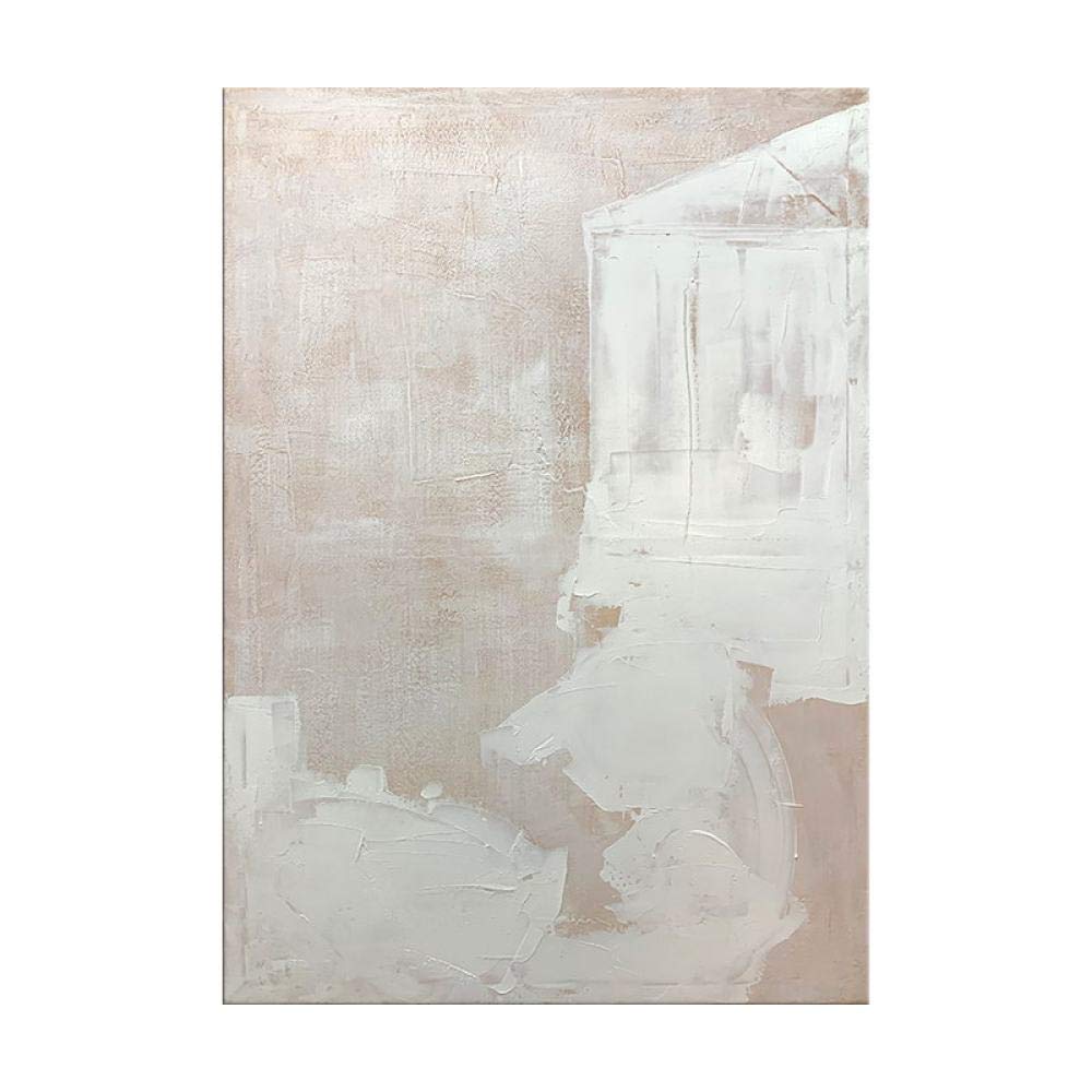 Pintura Al Oleo,Creativo,Rosa,Blanco,Textura,Espacio,Geometría,Minimalismo,Abstracto,Moderno,Grande,Pintado A Mano,Con Cuchillo,Ilustraciones,Pinturas Sobre Lienzo,Arte De Pared Para Decoración De