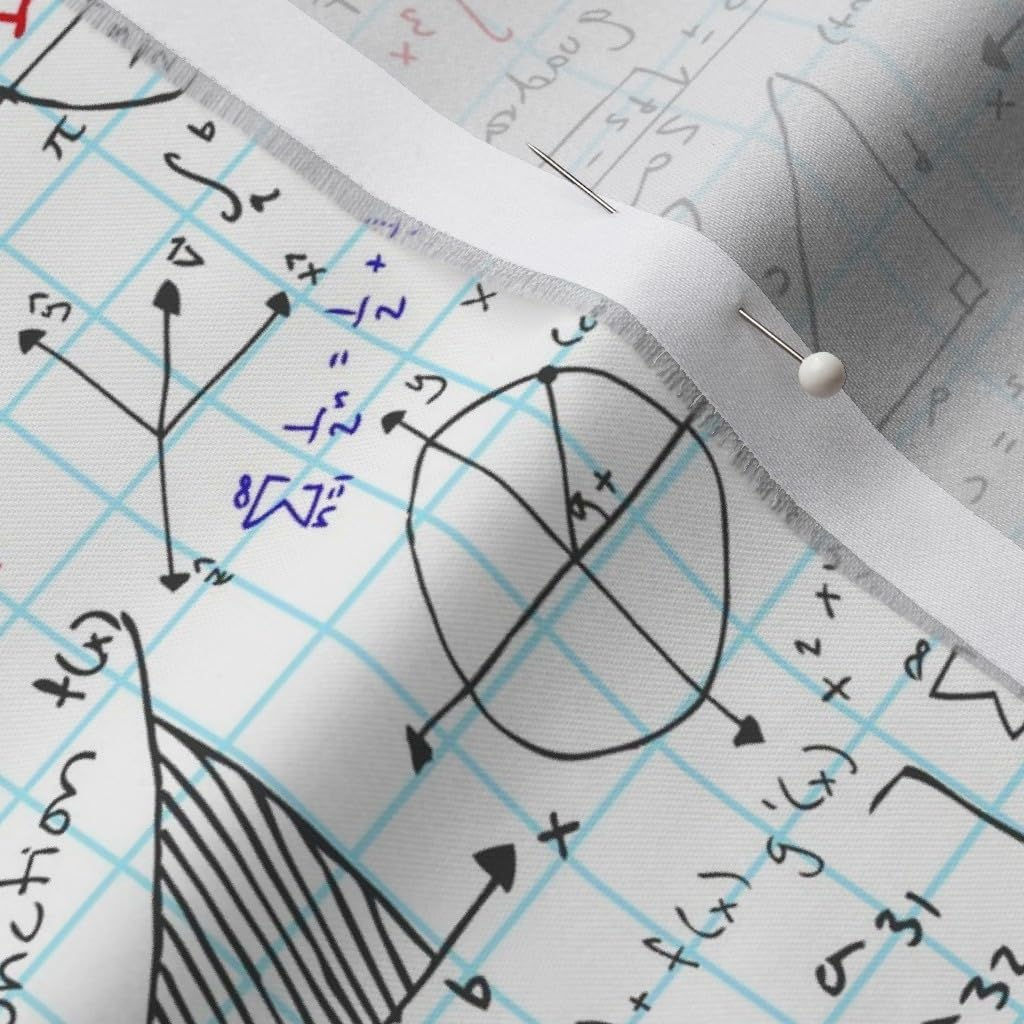 Spoonflower Fabric - Math School Nerd Geek Teacher Hand Education Numbers Printed on Organic Cotton Sateen Fabric by The Yard - Sewing Quilting Apparel Home Decor