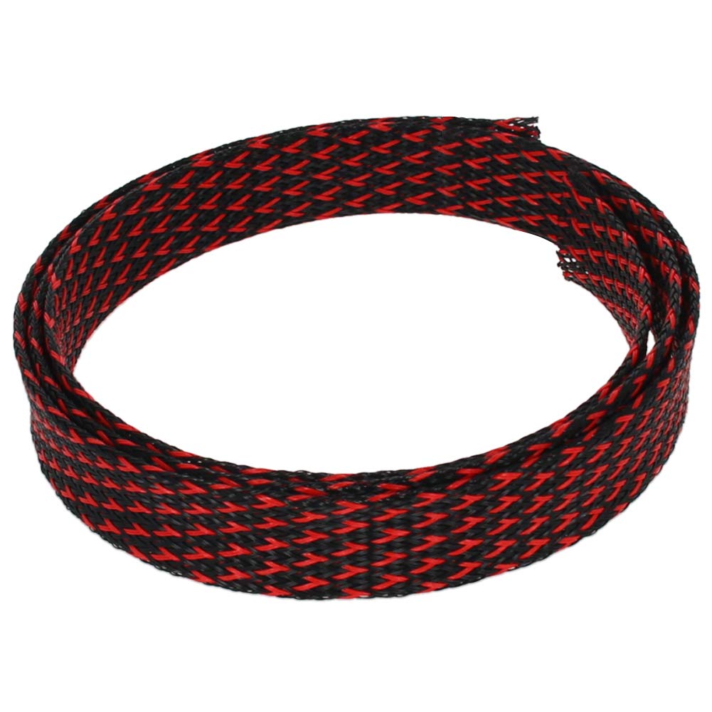 Othmro PET Braided Expandable Sleeving Wrap 20mm x 1m Black Red Cable Management Sleeve Cord Organizer for Wrap Protect Cables-image-13