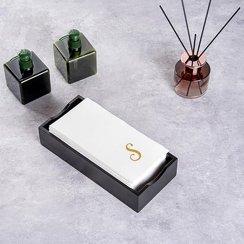 Miniatura 7 de Luxenap - Toallas de invitados de 15.8 x 7.9 pulgadas, 50 toallas de mano desechables a rayas, letra "S", fuente cursiva, servilletas de papel