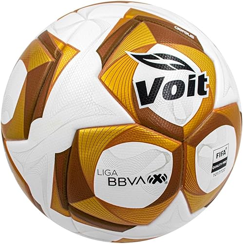 Miniatura 2 de Voit Balón de fútbol oficial de partido, certificado FIFA Quality Pro, tamaño 5, blanco y dorado, grado de competencia profesional