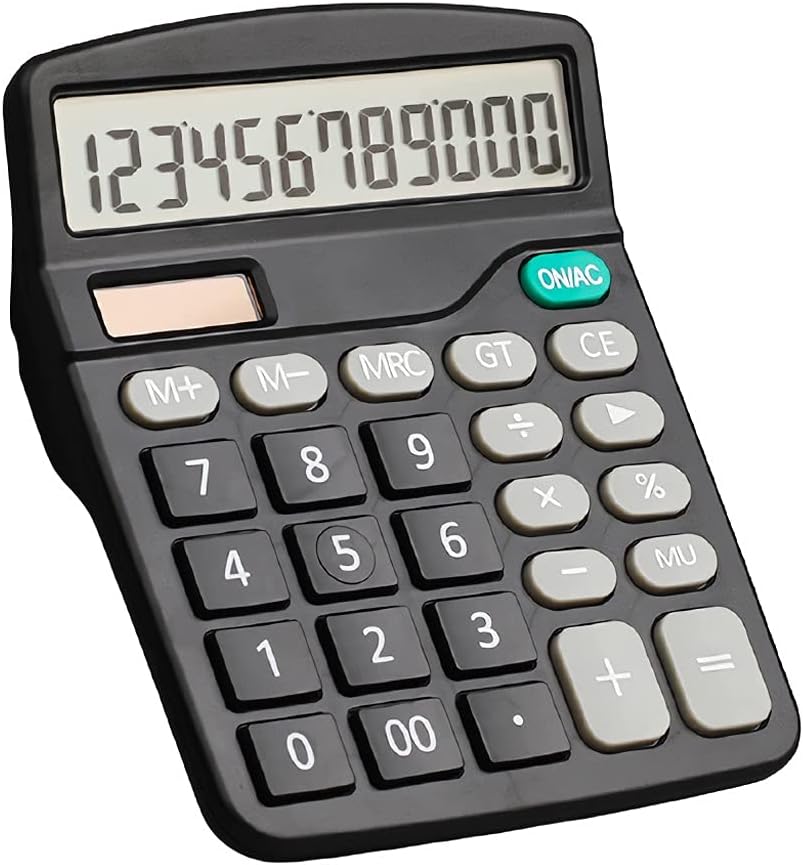 Creative Solar Dual Power Scientific Calculator,12-Digit Large-Screen Mini Portable Silent Calculator, Suitable Accounting Student Gift (Color : Blue, Size : 5.7inchs) (Black 5.7inchs)