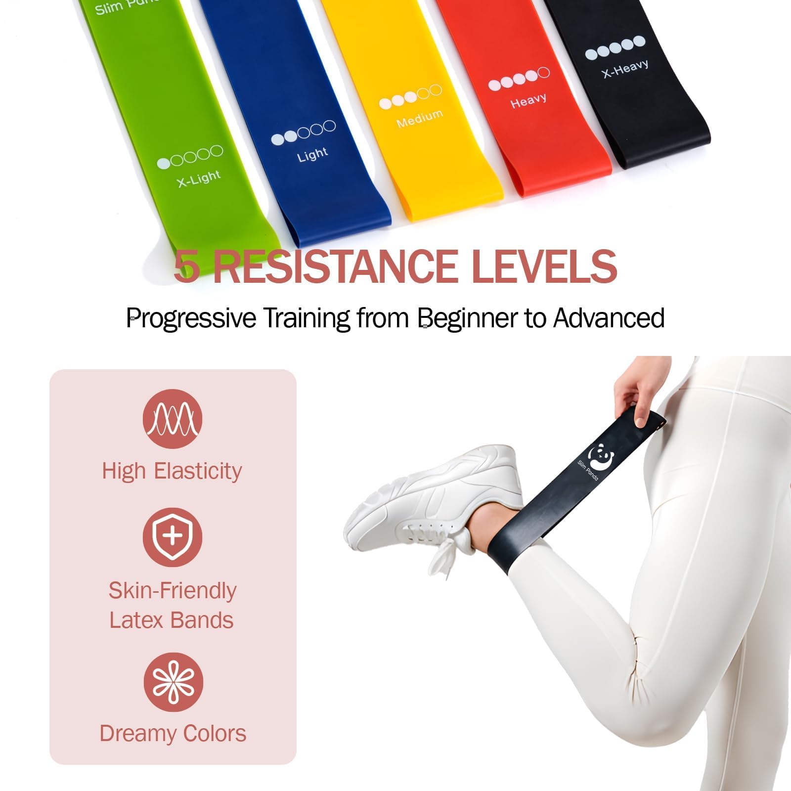 Slim Panda Pilates-Ring-Set, 35cm/14 Durchmesser, robuster Ring mit gepolsterten Griffen, inklusive Pilatesball, Widerstandsbändern, Anleitung und Tragetasche