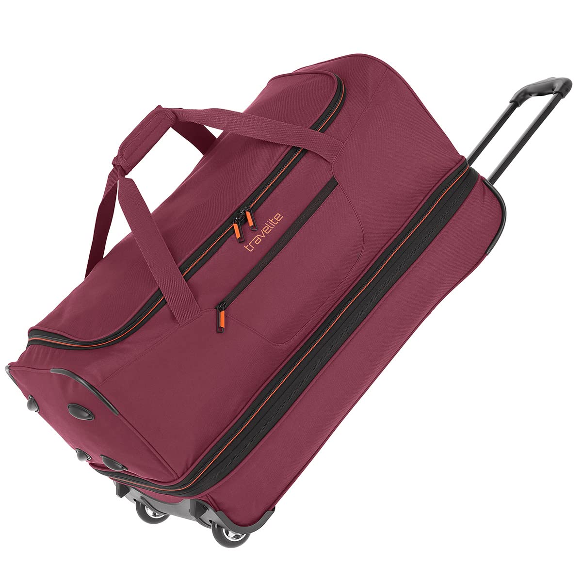 travelite trolley travel bag with wheels, large, expandable volume, BASICS, soft luggage roll-up bag with expandable fold, 70 cm, 98 - 119 liters