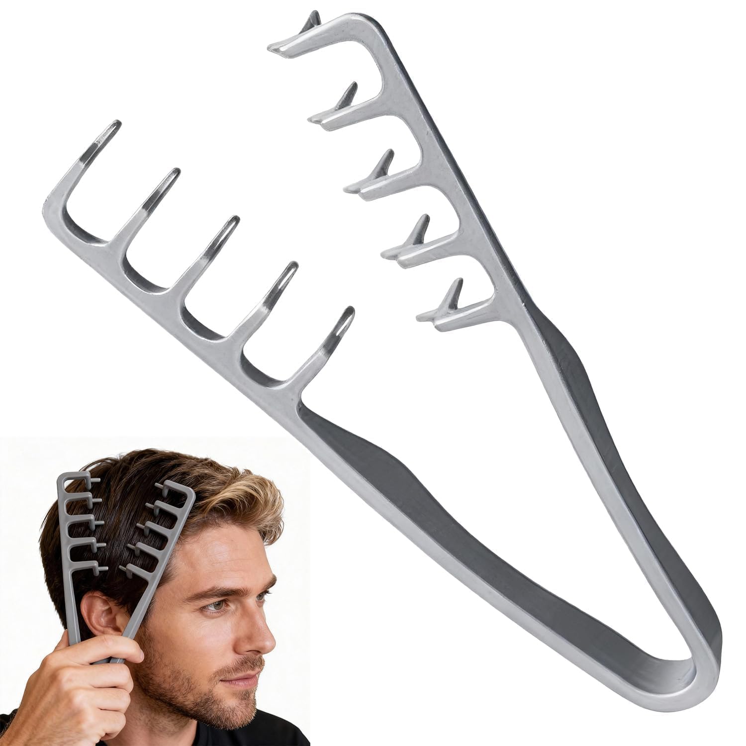 Texture Comb for Men, Hair Styling Comb Curly Hair Brush 10.5x22.5 cm Volumizing Detangling Travel Blow-Dry Tool (Pack of 1)-image-25