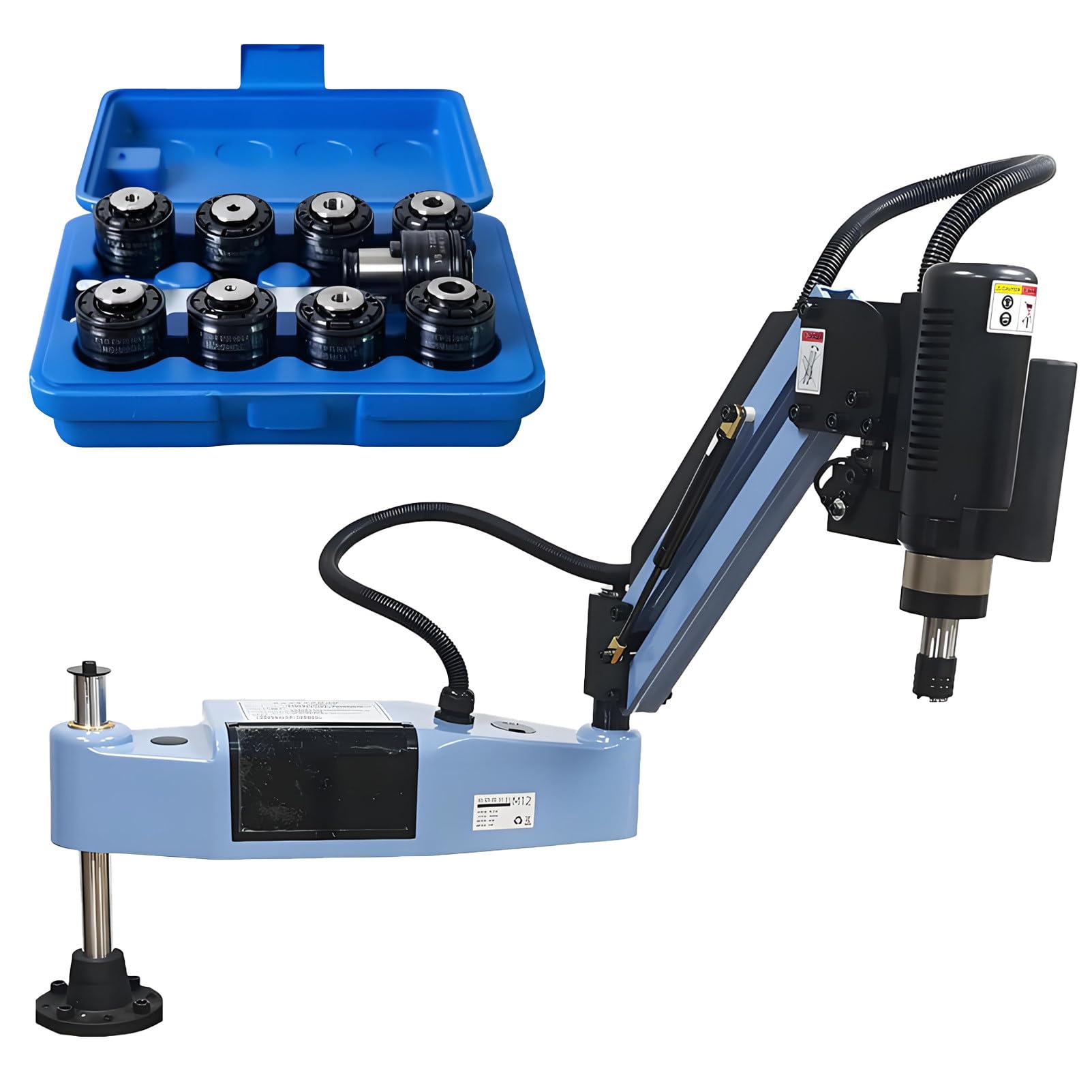 Roscadora eléctrica M3-M20, roscadora Universal de 360° con Brazo Flexible de 1100 mm y 8/9 portamachos GT12 ANSI, Alta Velocidad de 0 a 375 RPM. Vertical-M20