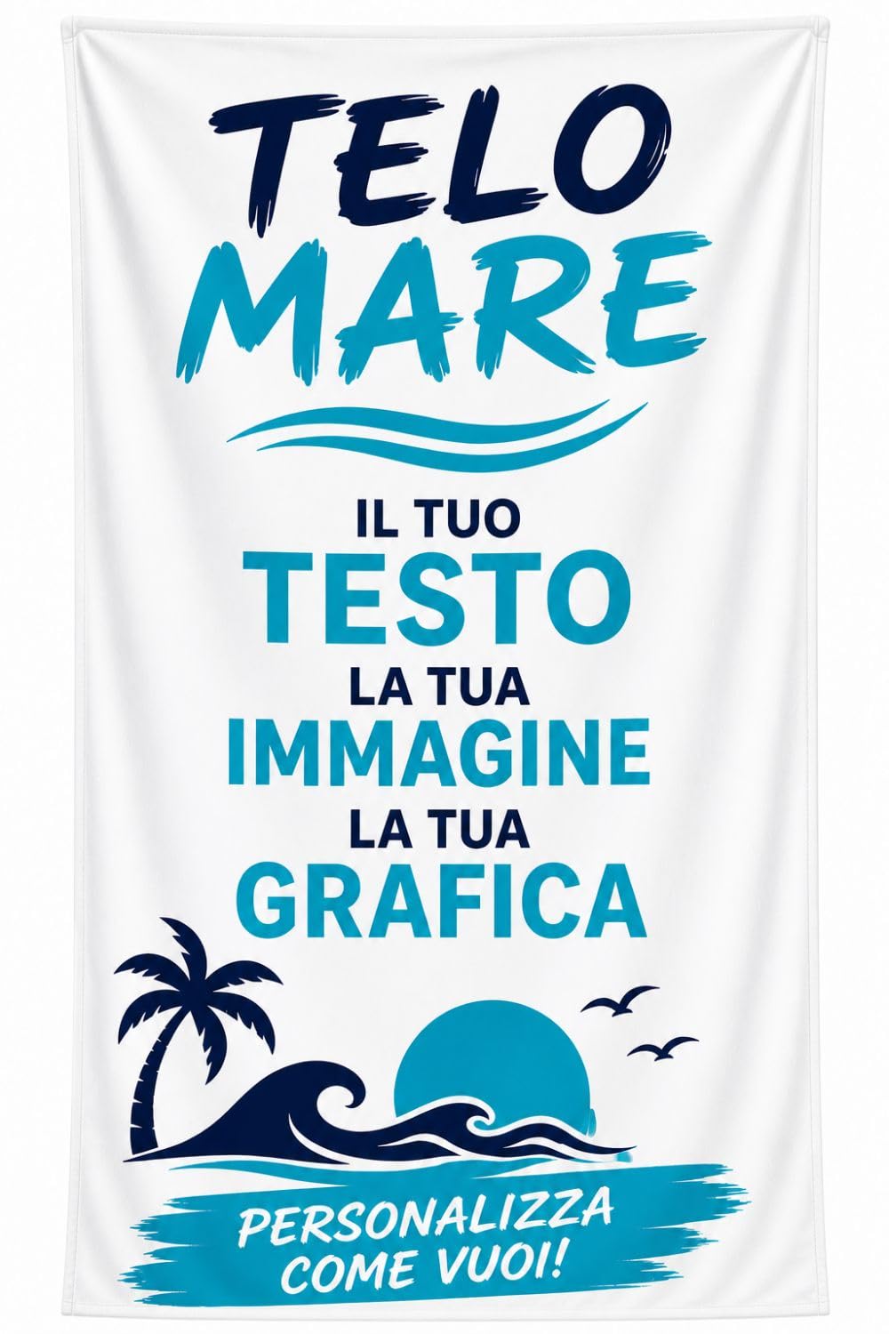Telo Mare Personalizzato – Stampa Nome o Testo | Morbido, Assorbente e Ultra Leggero | Perfetto per Spiaggia, Piscina e Bagno