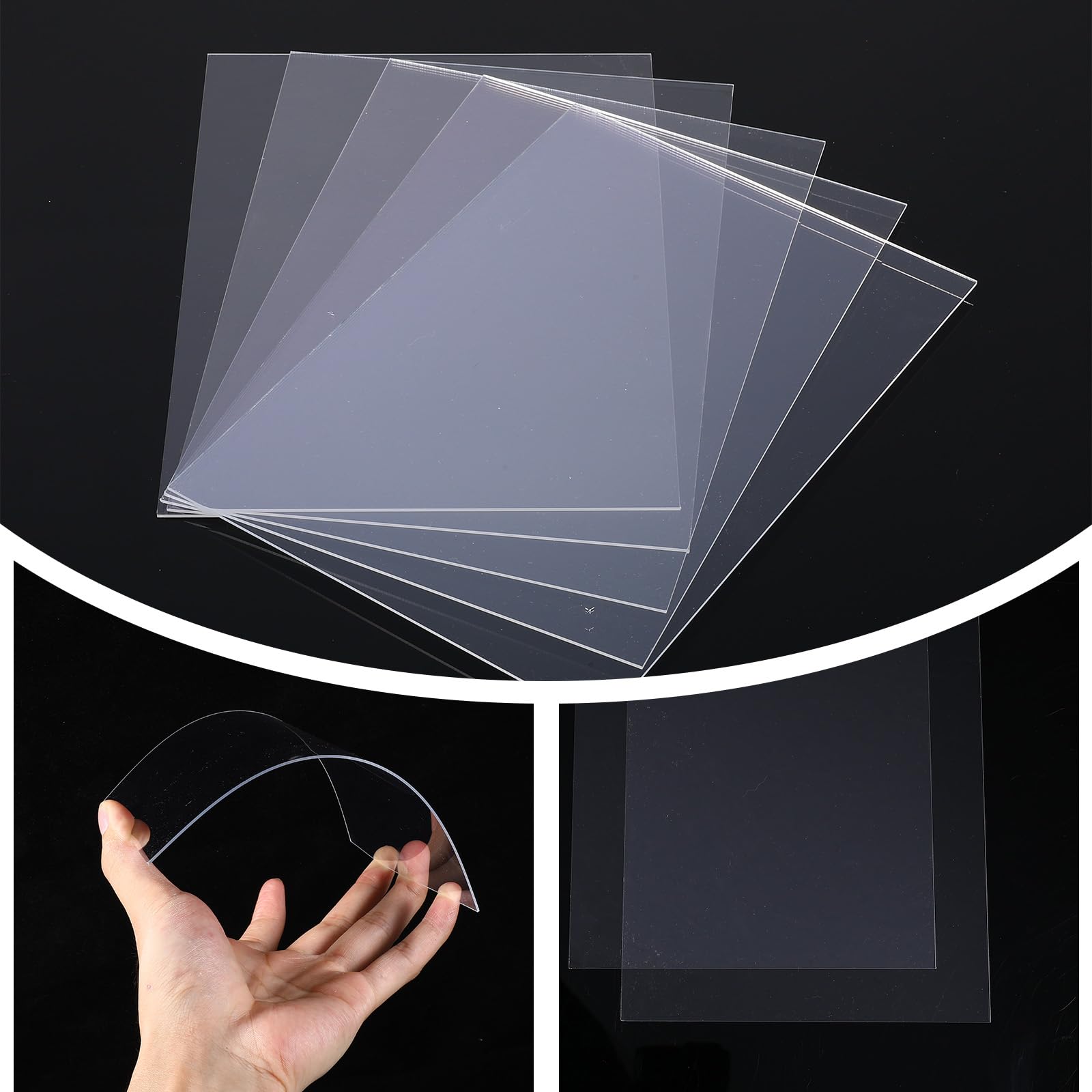 60 hojas acrílicas transparentes de 5 x 7 pulgadas, paneles de 0.04 pulgadas de grosor para reemplazar marcos de fotos, proyectos de manualidades, exhibición de bricolaje, pintura, carteles, corte