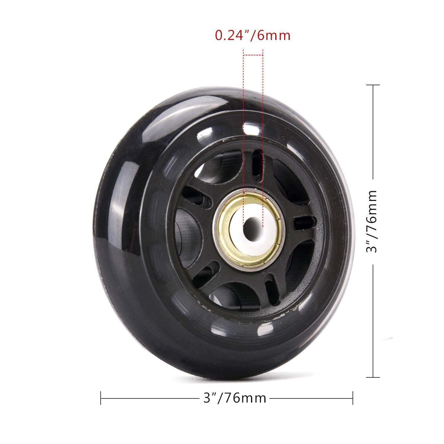 Ruote per pattini in linea, 64 mm/70 mm/76 mm, 82 A/84 A con cuscinetti ABEC-7, per interni ed esterni, ruote da allenamento per scooter, confezione da 8 (76 mm, 84 A)