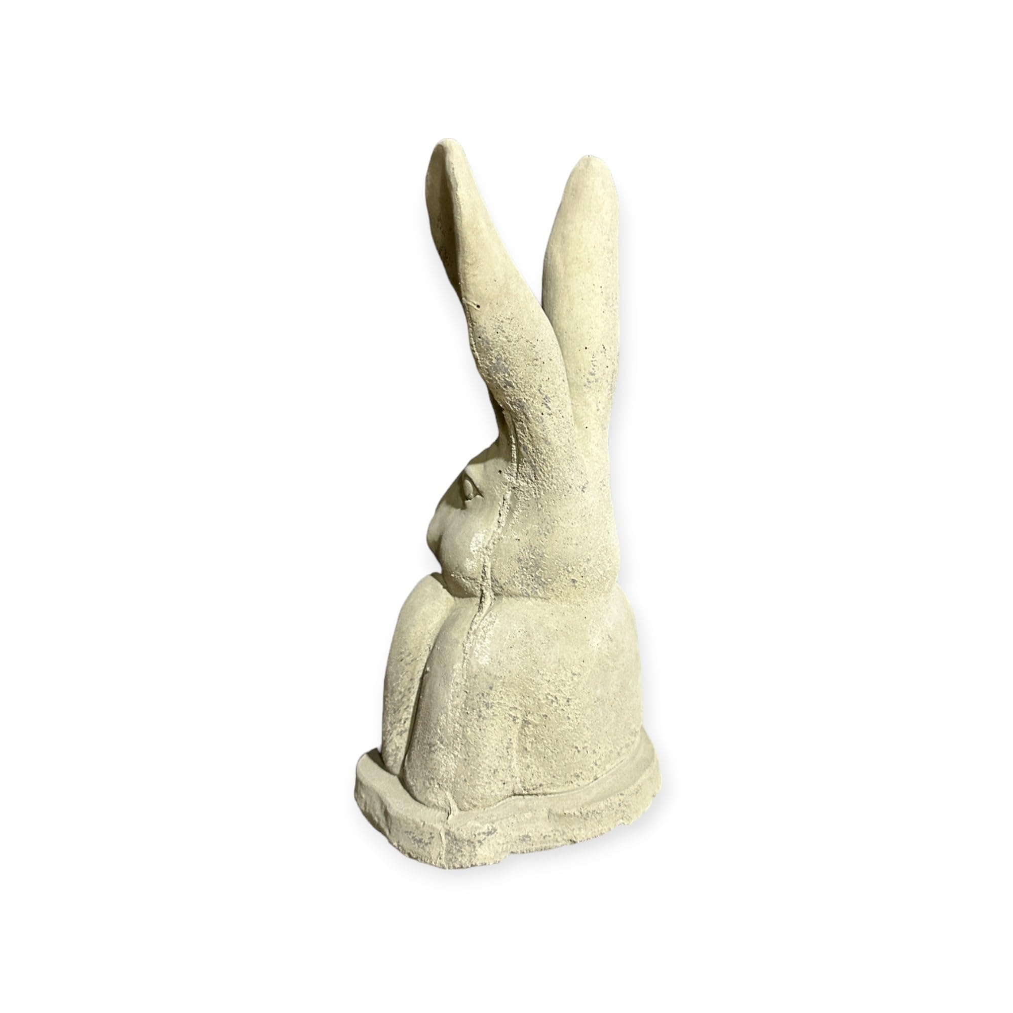 OriginalPaul Skulp & Betondesign Moderner aufgestützter Hase - Steinfigur mit stehenden Ohren (H/B/T: 31/17/13 cm, 3,5 kg) Steinguss für Haus und Garten
