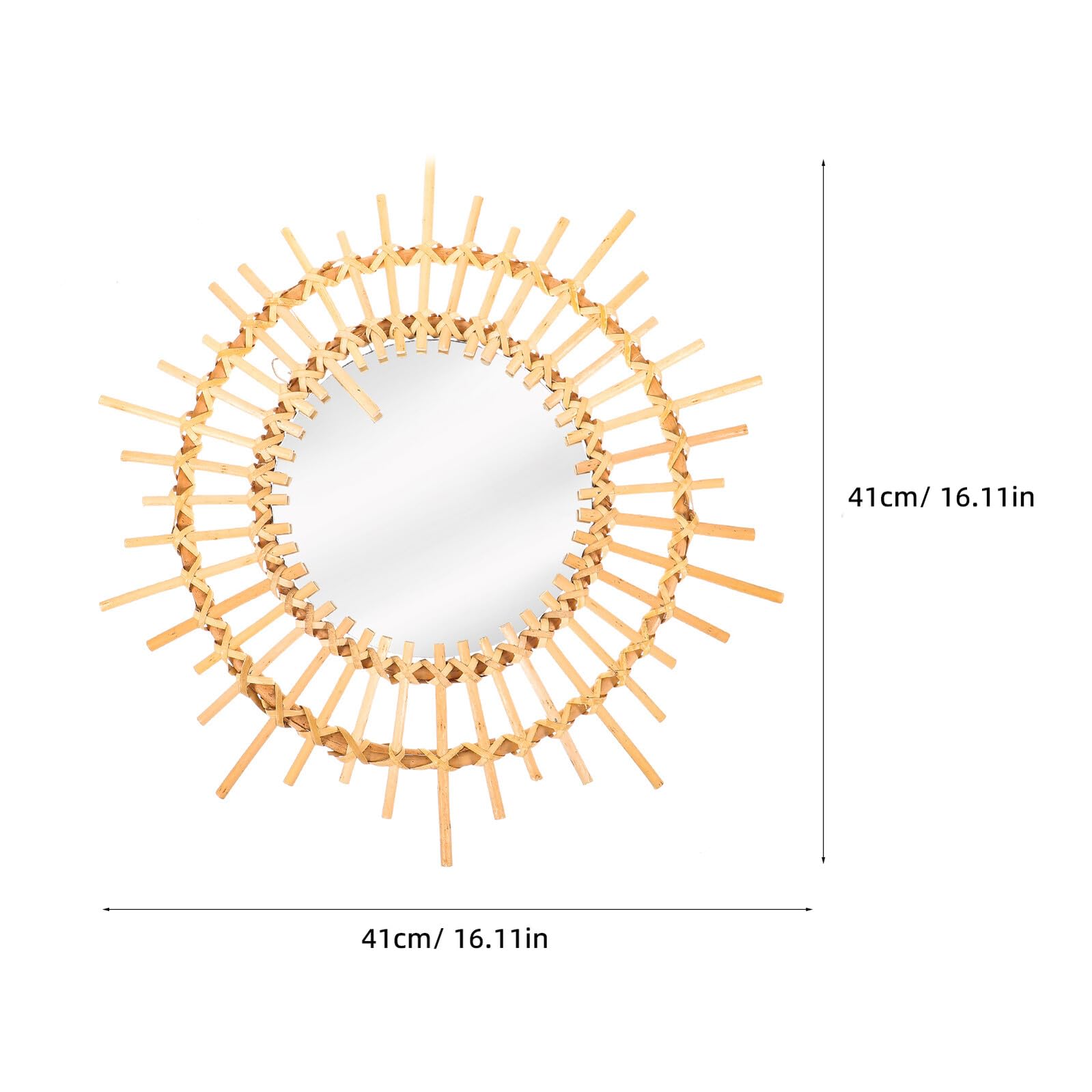 NUOBESTY Espejo de Ratán Circular de Pared 40 Cm Tejido Natural Decoración Dormitorio Baño Sala Multifuncional para Colgar Hogar
