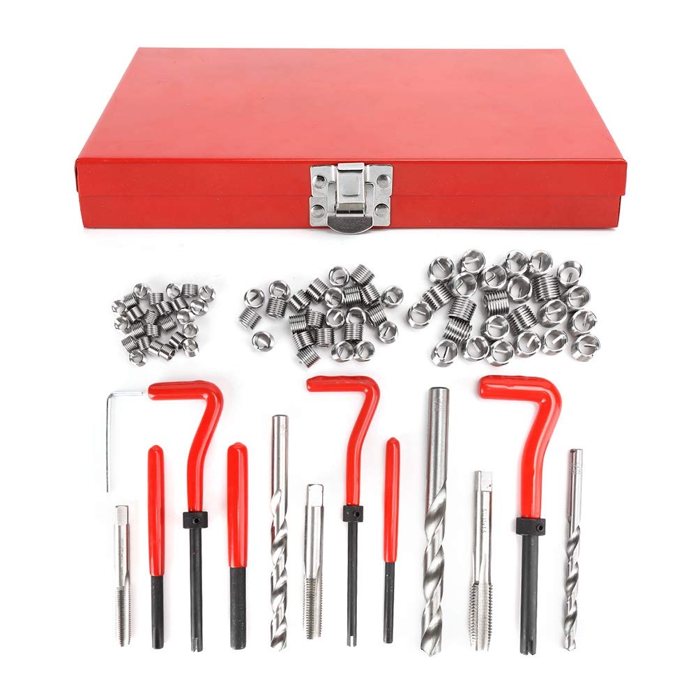 Kit di riparazione filettatura da 88 pezzi, set di strumenti per la riparazione delle filettature M6, M8, M10, utensile in lega d’acciaio per il ri-filettaggio con custodia di