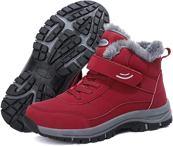 Snow Boots for Men, Mens Outdoor Water-Resistant Hiking Boots with Furry Cuff, Non-Slip Warm Snow Boots for Men, Durable with Lace and Velcro Strap - Image 7