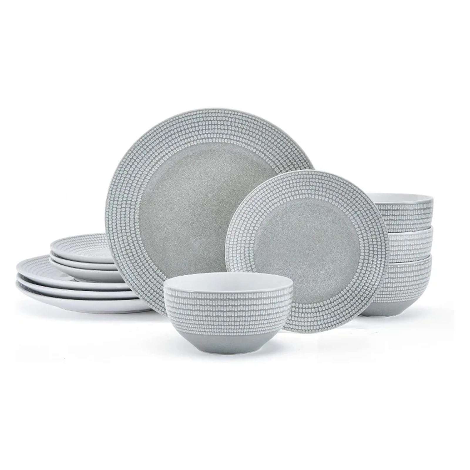 Service de table 12 pièces complet pour 4 personnes avec assiettes et bols à dîner