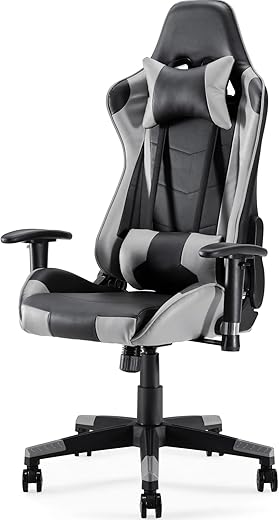 Sunon Gaming Chair,Faux Leather Computer Chair with Lumbar Support,Height Adjustable Gaming Chair with 360°- Swivel Seat and Headrest for Office or…