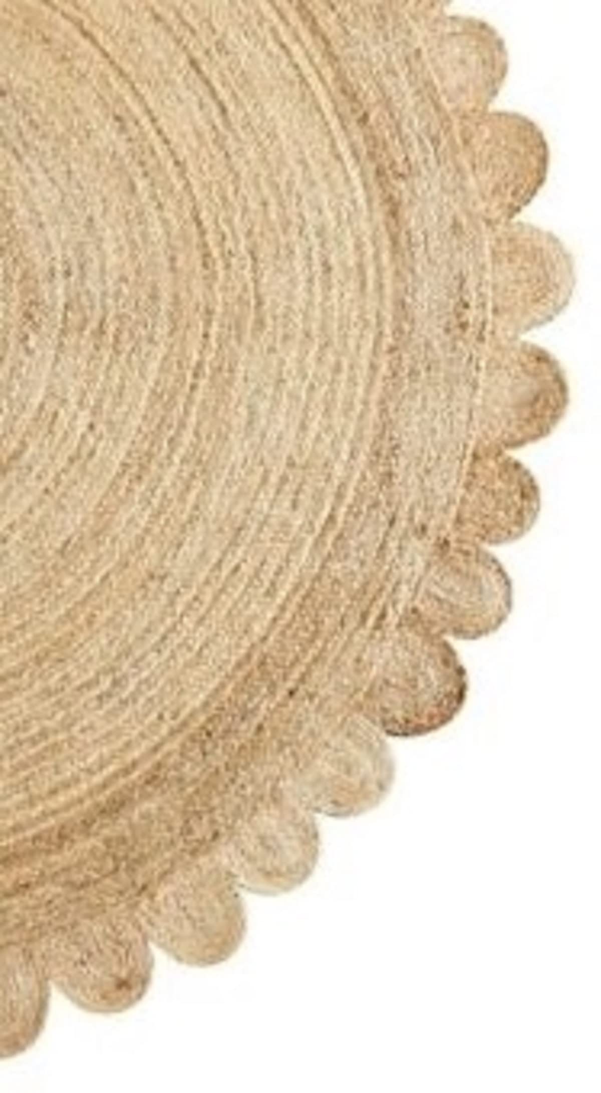 Tapis en Jute Motif festonné Rond Aspect Rustique (150 x 150 cm)