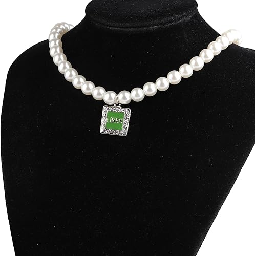 Miniatura 4 de UJIMS Enlaces Regalos de hermandad de mujeres Pretty Green and White Links Symbol Collar de perlas Hermandad Joyería Sorority Parafernalia Regalo