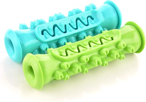 Guardians Dog Chew Toys for Aggressive Chewers, Dog Toothbrush Care Cleaning Stick, Puppy Toothing Chew Toy for Small Middle Pets Blue+Green