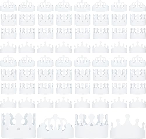 200 coronas de papel blanco para fiestas de cumpleaños para niños, decoraciones de sombreros de fiesta de cumpleaños, suministros de fiesta de baby