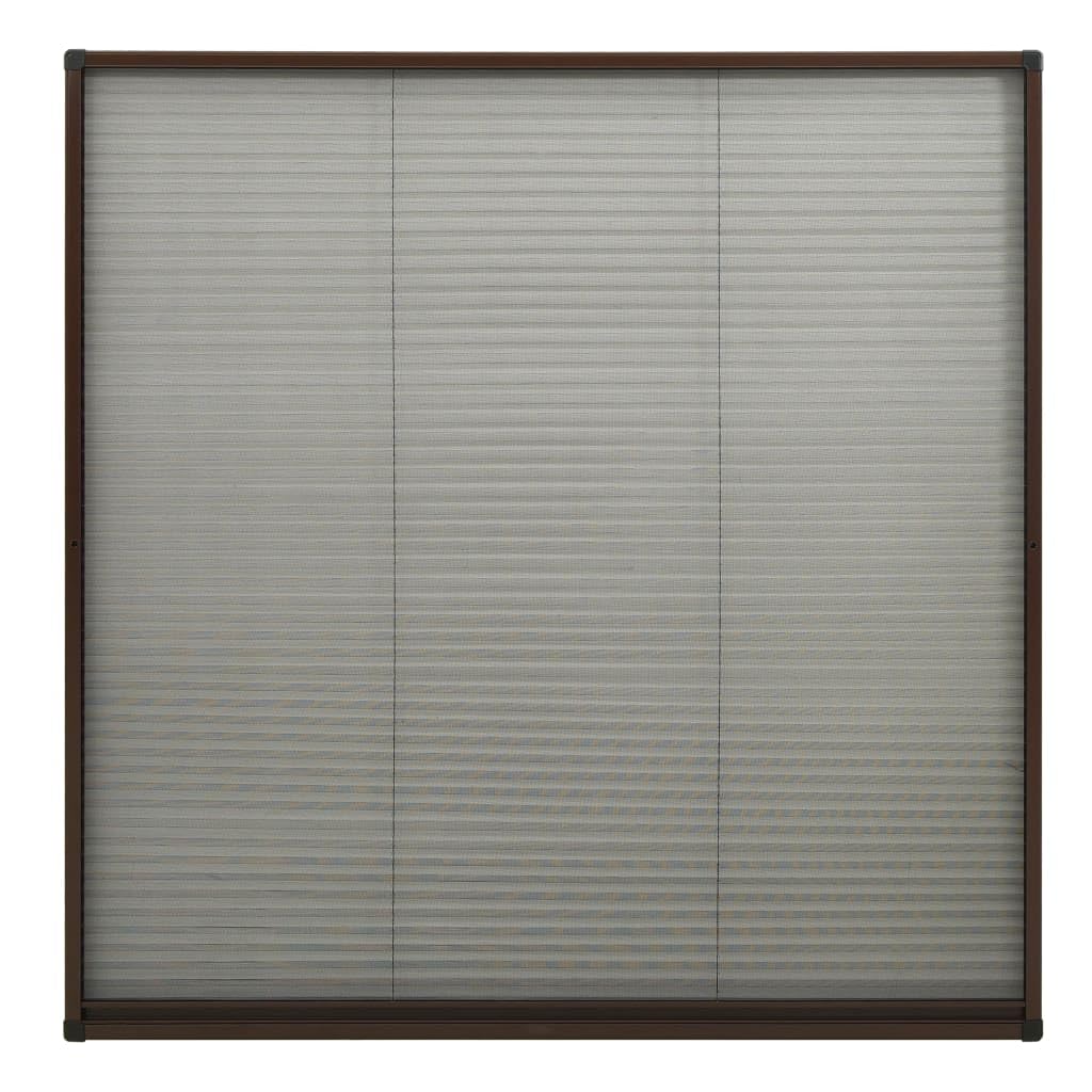 Insektenschutz-Plissee für Dachfenster, Fliegengitter mit stabilem Aluminium-Rahmen in Braun und Fiberglas-Netz in Schwarz, Mückengitter Fensterbausatz, 120 x 120 cm