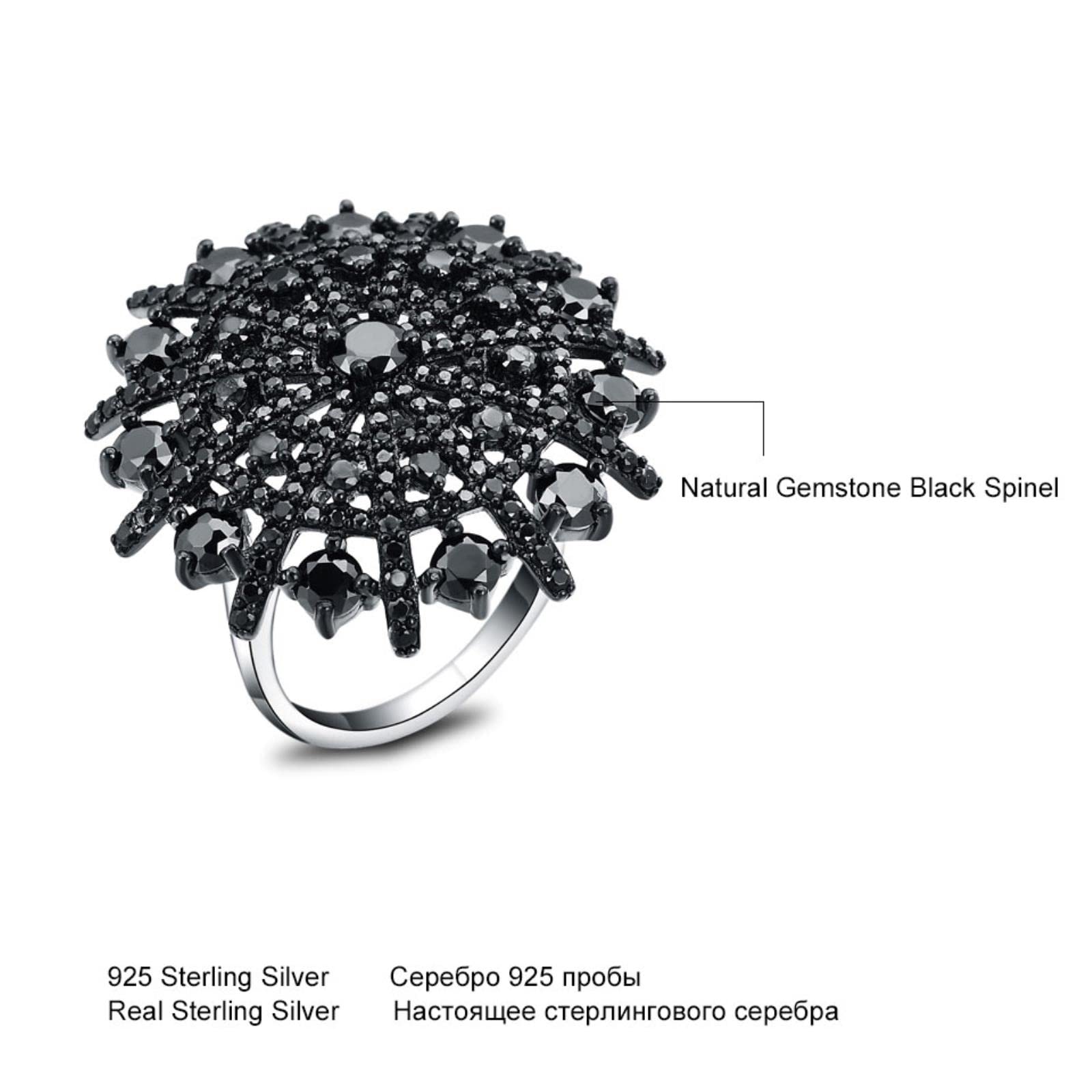 Anillos De Plata De Ley 925 Auténtica, Piedras Preciosas Naturales, Anillos De Espinela Negra, Regalos Hipérboles De Fiesta para Mujer, Joyería Fina