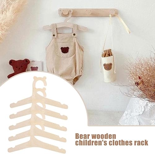Miniatura 3 de Perchas de madera para niños, 5 piezas de lindas orejas de oso para bebés, perchas para guardería, abrigos para niños, trajes, pantalones y chaquetas
