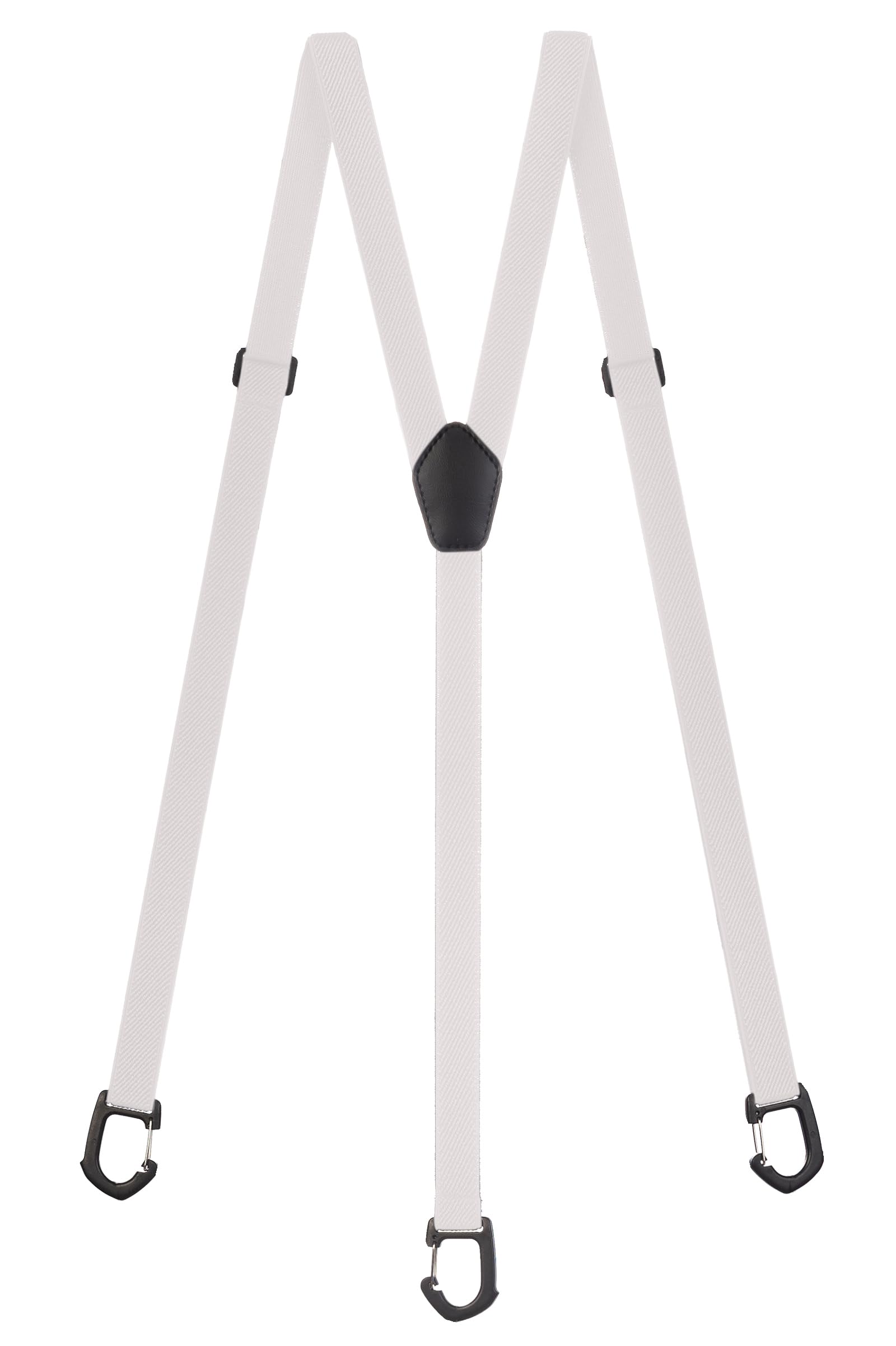 Olata Skinny Y-Shape Braces/Suspenders with Plastic Carabiner Clips - 2cm. White