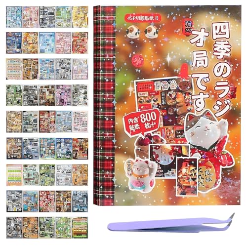 Image of 45-Sheet Japanese Sticker Book with 800+ Kawaii Manga and Izakaya Art Stickers for Journaling, Scrapbooking, Bullet Diaries, Crafts and DIY Decoration (#A)