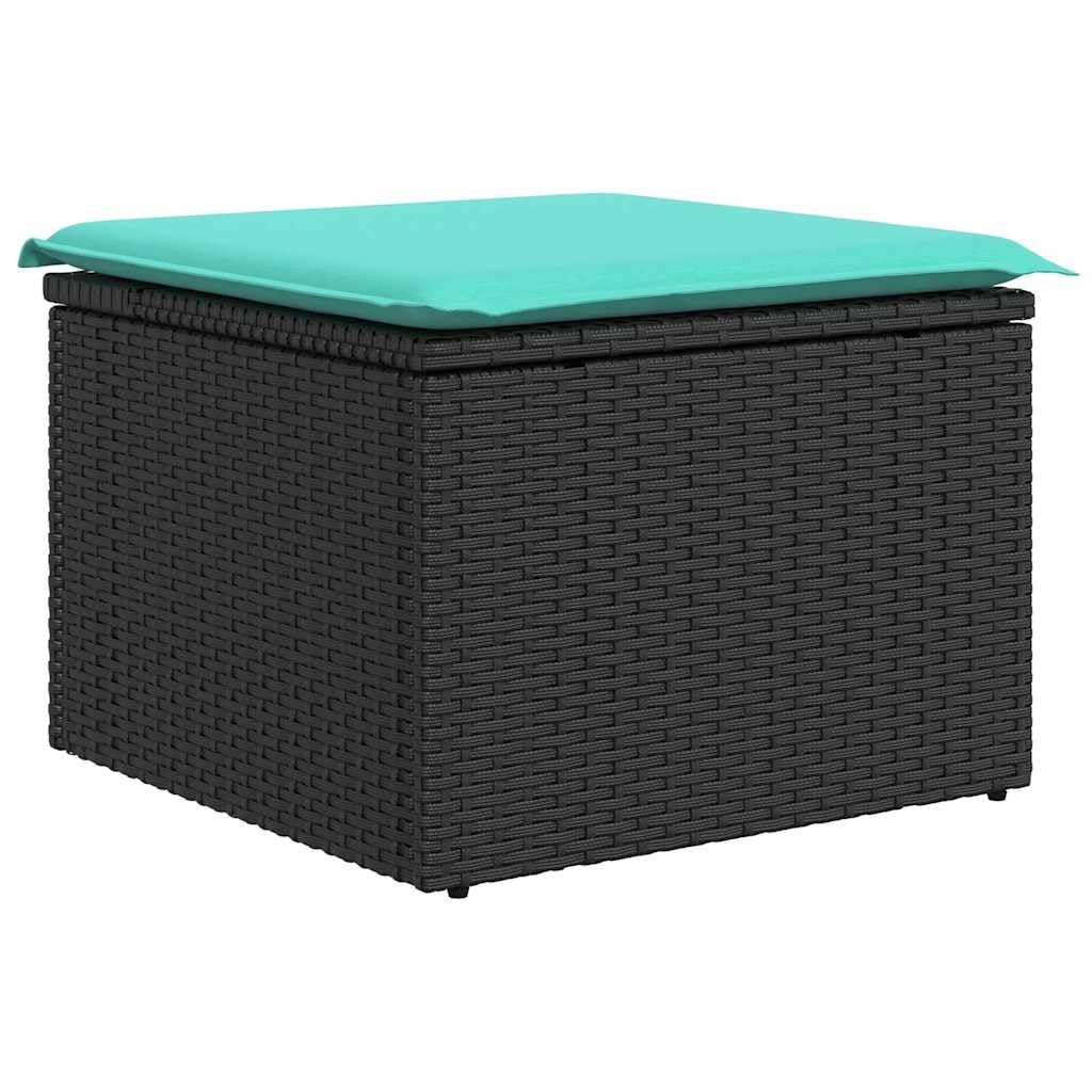 Hothingwell Sofa ogrodowa modułowa 6-osobowa czarna polirattanowa | Rama ze stali proszkowej, wbudowane przechowywanie, regulowane moduły, temperatury
