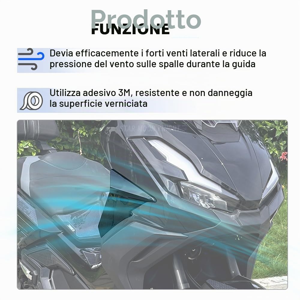 ADV350 2022-Leg Deflexector per Honda ADV 350 accessori laterali decorativi deflettori antivento rivestimento (nero lucido)