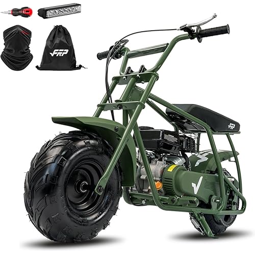 FRP GMB100 Mini Dirt Bike 99CC Gas Powered - 4-Stroke Engine Trail Mini Bike for Youth & Adults, Off-Road Adventure Bike Up to 28 MPH, 220 LBS Capacity, Green