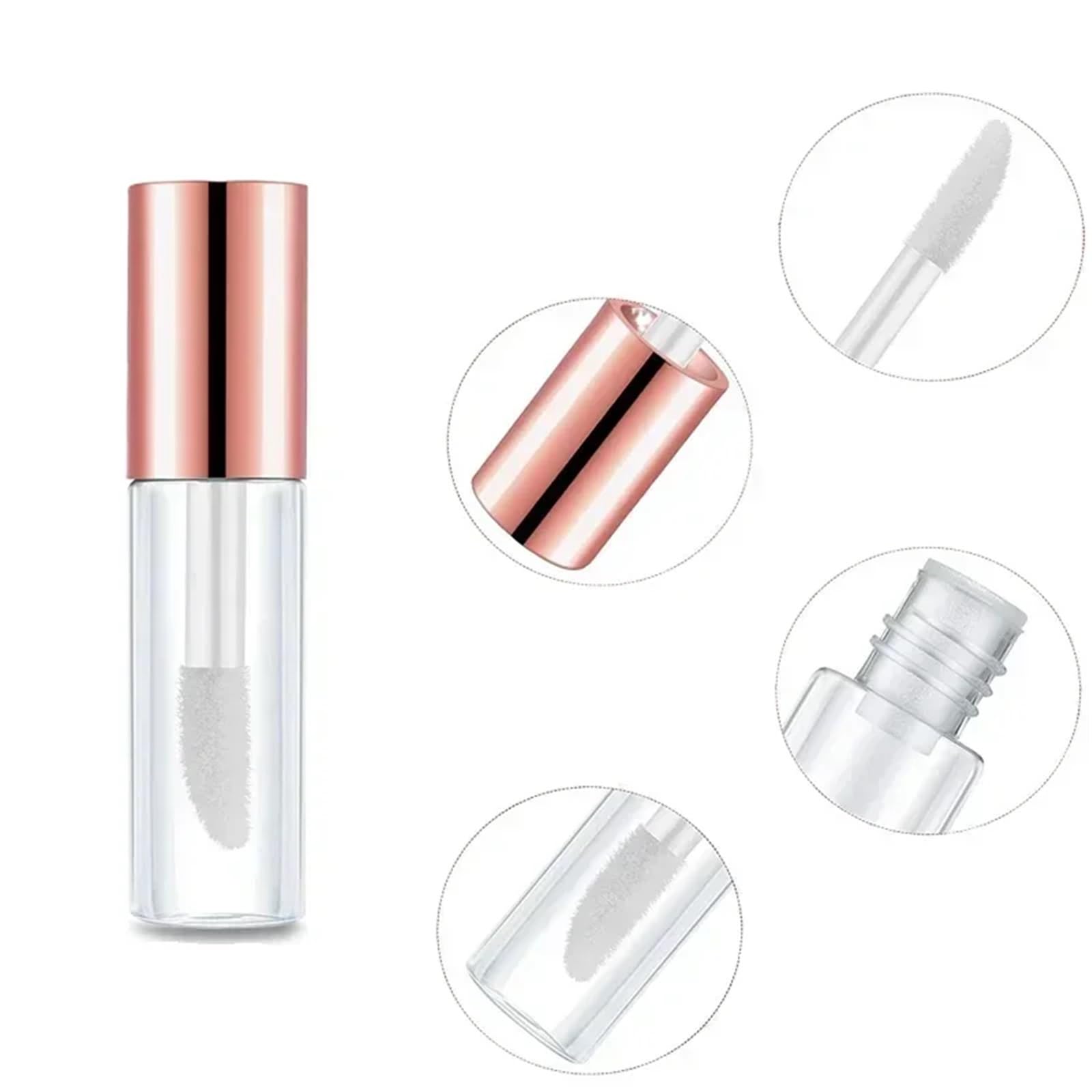 Tubi vuoti per rossetto, 50 pezzi, vuoti, 2 ml, mini tubetti trasparenti per lucidalabbra, balsamo, ricaricabili, per rossetto fai da te (50 pezzi, oro rosa)