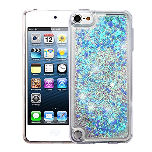 Myturtle Ipod Touch 7Th 6Th 5Th Generation Case Shockproof Hybrid Hard Silicone Shell Impact Cover With Screen Protector For Ipod Touch 7 (2019), Ipod Touch 5/6 (2015), Quicksand Blue Hearts Glitter #TOP1