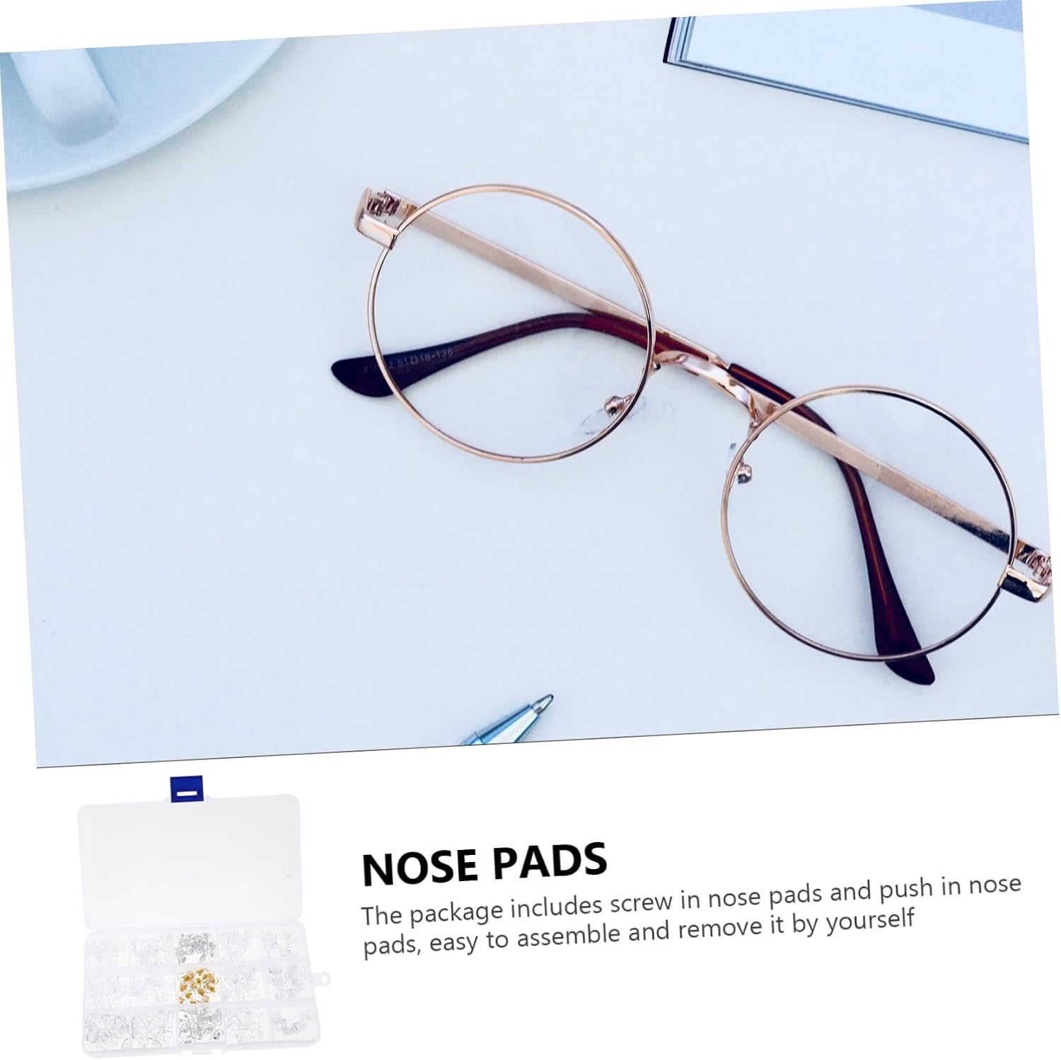 FOMIYES 300pairs Eyewear Nose Pads Different Styles PVC Material Glasses Nose Pads for Low Bridge Easy to Install