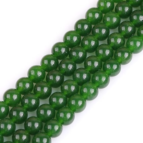 GEM-Inside Natural 8mm Green Taiwan Jade Gemstone Loose Beads for Jewelry Making