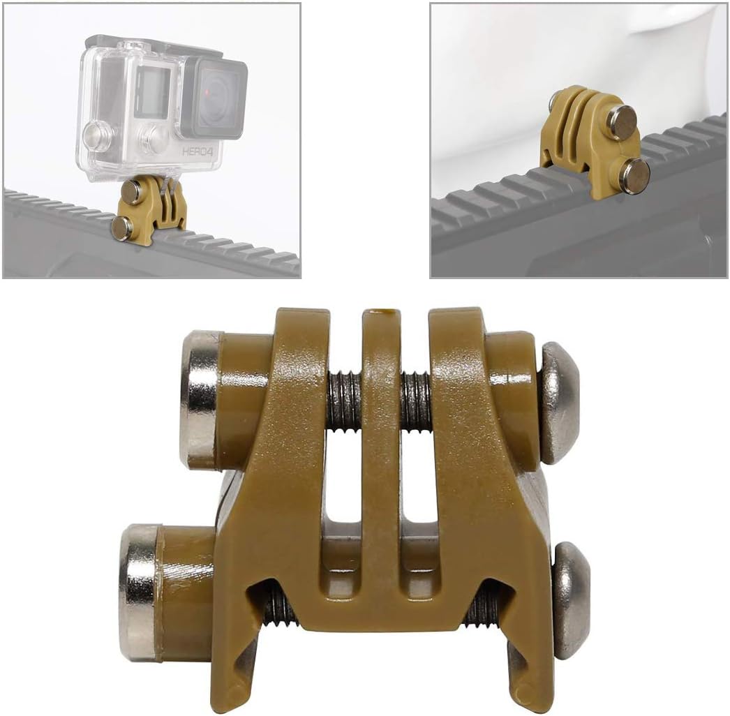 AOUTACC Tactical Helmet Accessories Camera Excavator Mounts Rail Mounts for GoPro Helmet or NVG Helmet Base Bracket (Rail Mounts Tan)