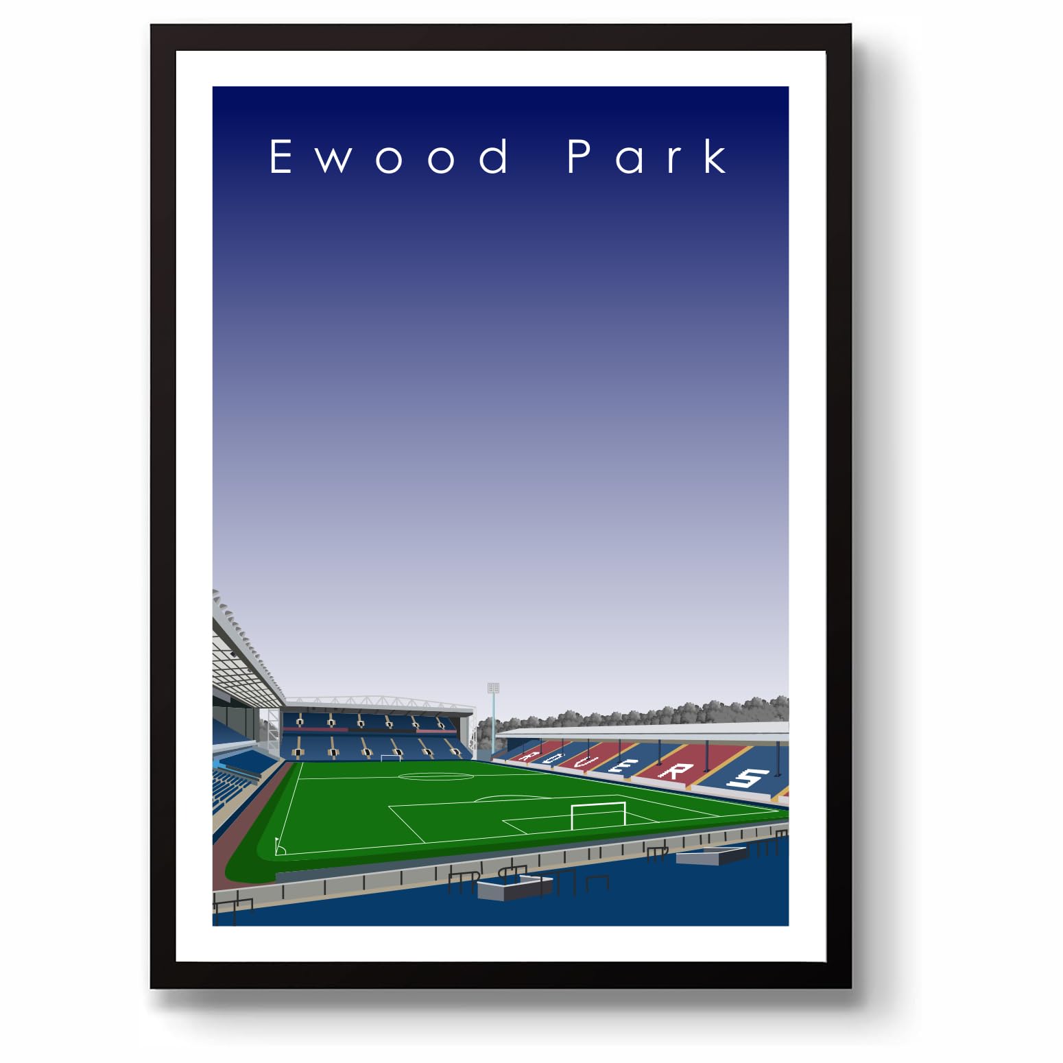 GroundDesigns BLACKBURN ROVERS Football Gift EWOOD PARK Stadium Art Unframed A3 Print BRFC