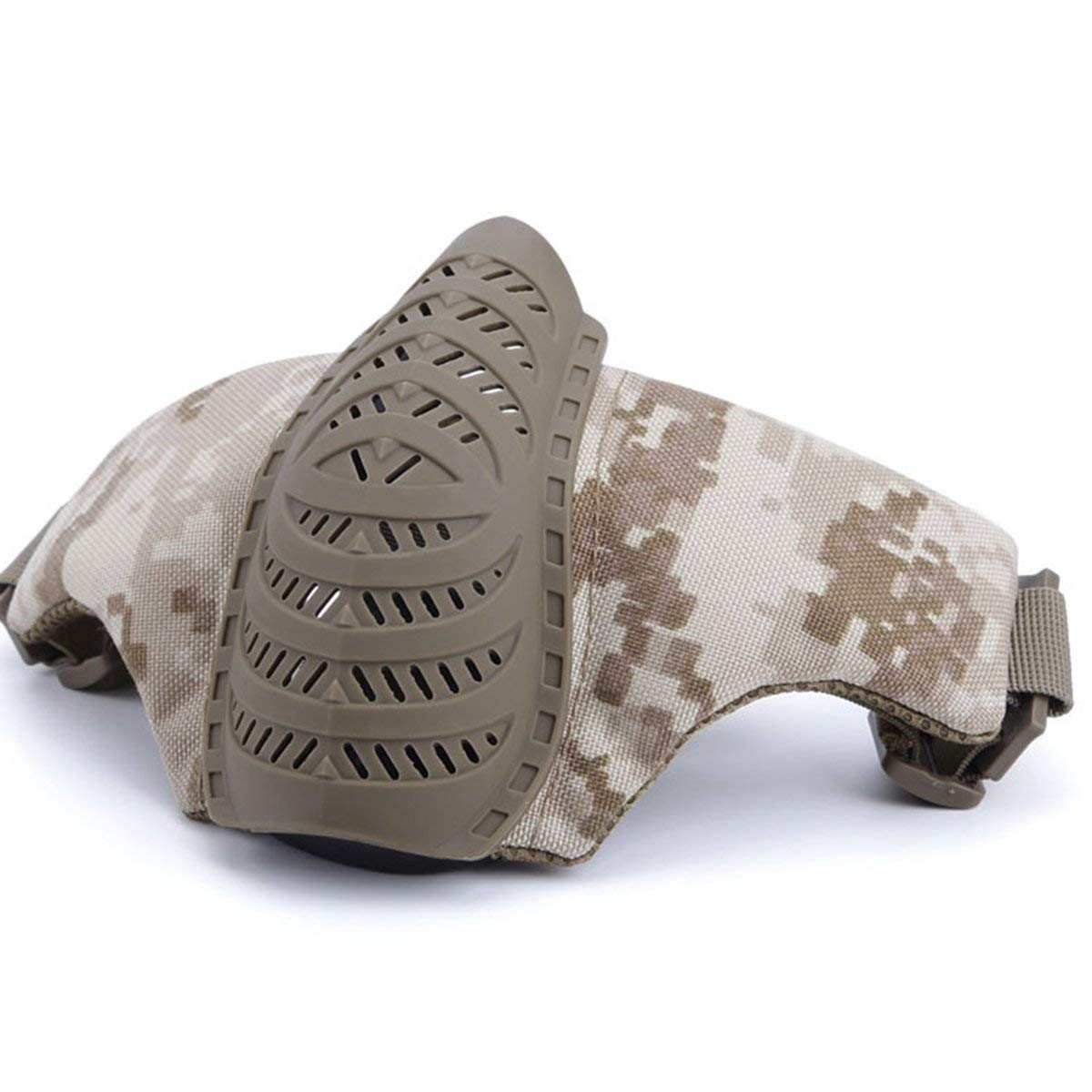 Fgdjfh Mask Half Face Lower Face Protective Mask For Hunting Paintball Bb Gun Cs Game Shooting Mask Halloween Cosplay Party Prop-Aor1