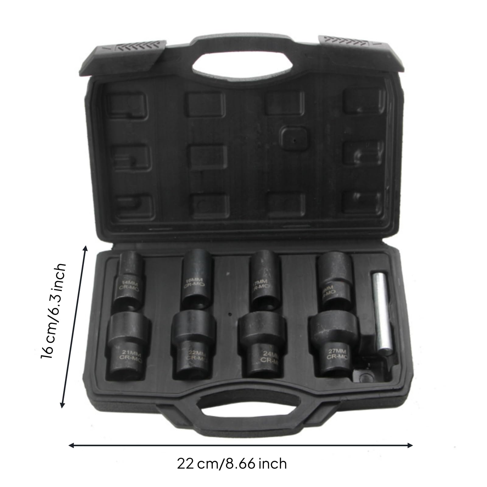 Juego Extractor de Tuercas y Pernos Vaso Extractor Herramienta Tornillos Removedor de Pernos Acero Endurecido con Diseño Estriado y Marcas Legibles
