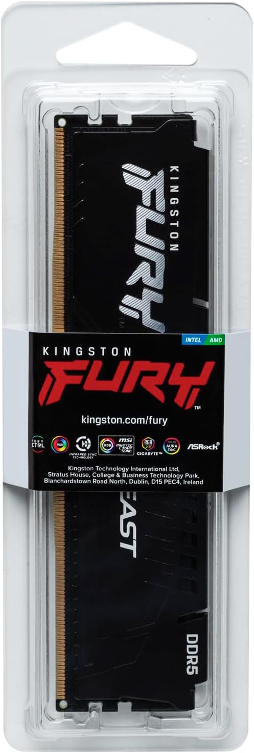 Kingston Fury Beast 32GB 6000MT/s DDR5 CL36 Desktop Memory Single Module | AMD Expo | Plug N Play | KF560C36BBE-32