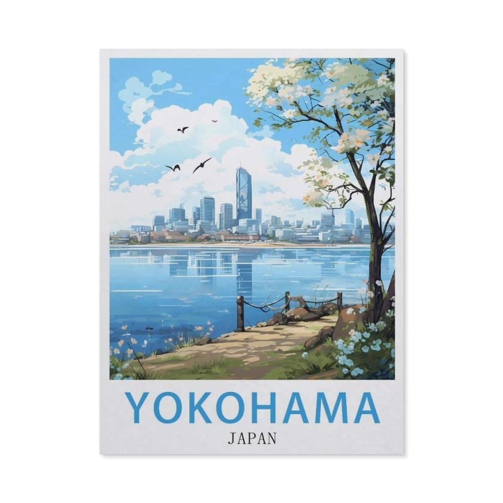 Vintage Metal Tin Sign，Yokohama Japan(20x30cm）