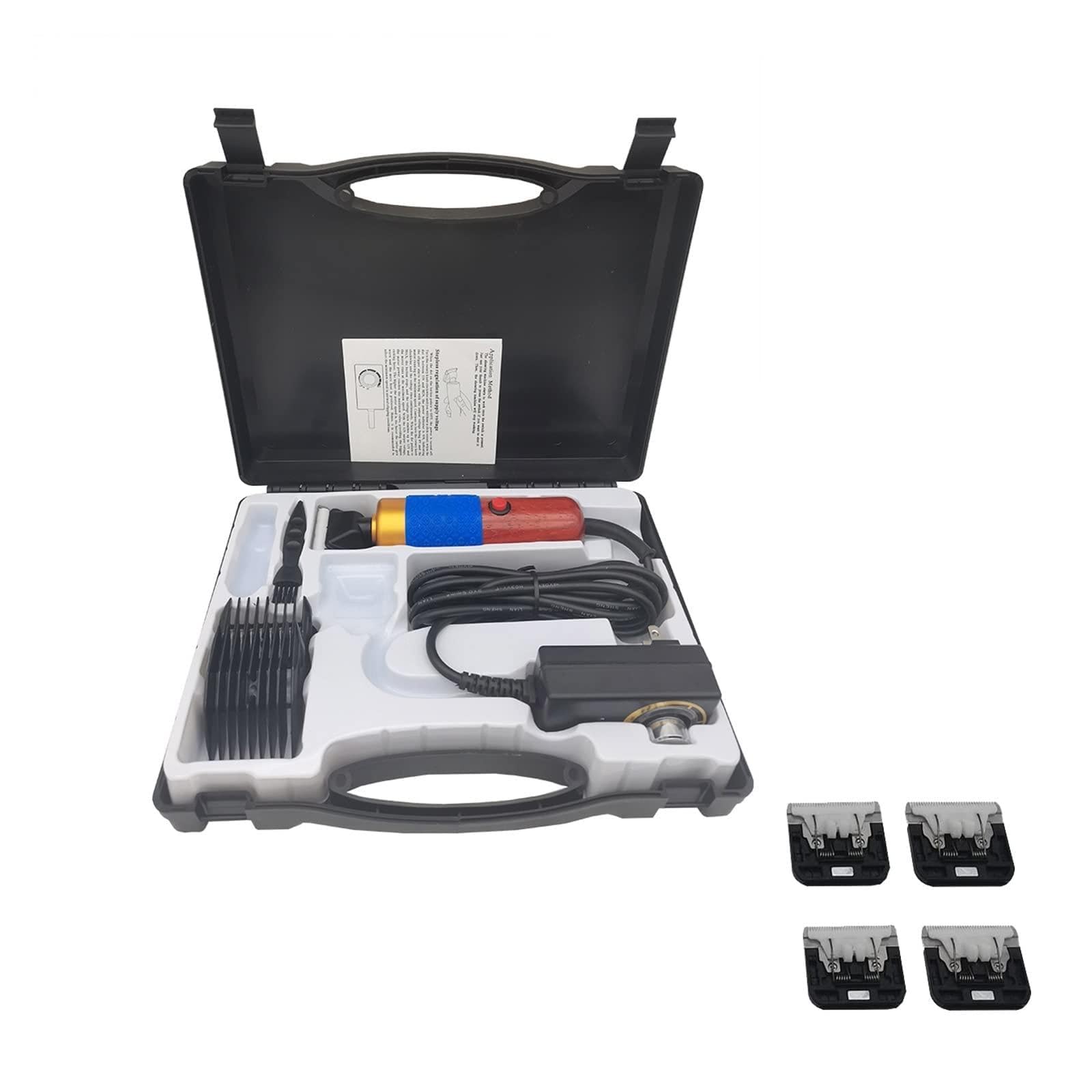 Professionale Ad Alta Potenza 200 W AC Elettrico Pet Clipper Tagliatrice Cavallo Conigli Cane Gatto Rasaerba Rasoio Animali Grooming Trimmer,Prestazioni Potenti(BOX 4pcs Blades)
