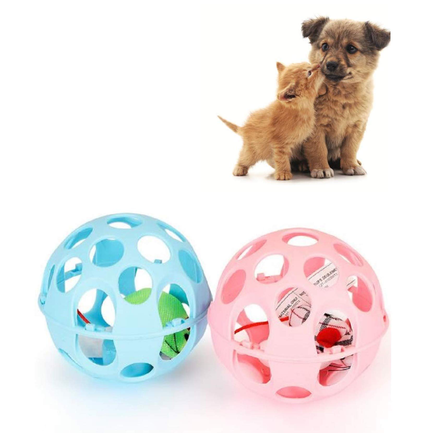 Kiki N Pooch Mouse for Flickering cat Play Toy Plastic Toy cat Scratch Ball Sound Ball and pet cat Hollow Ball - Color May Vary