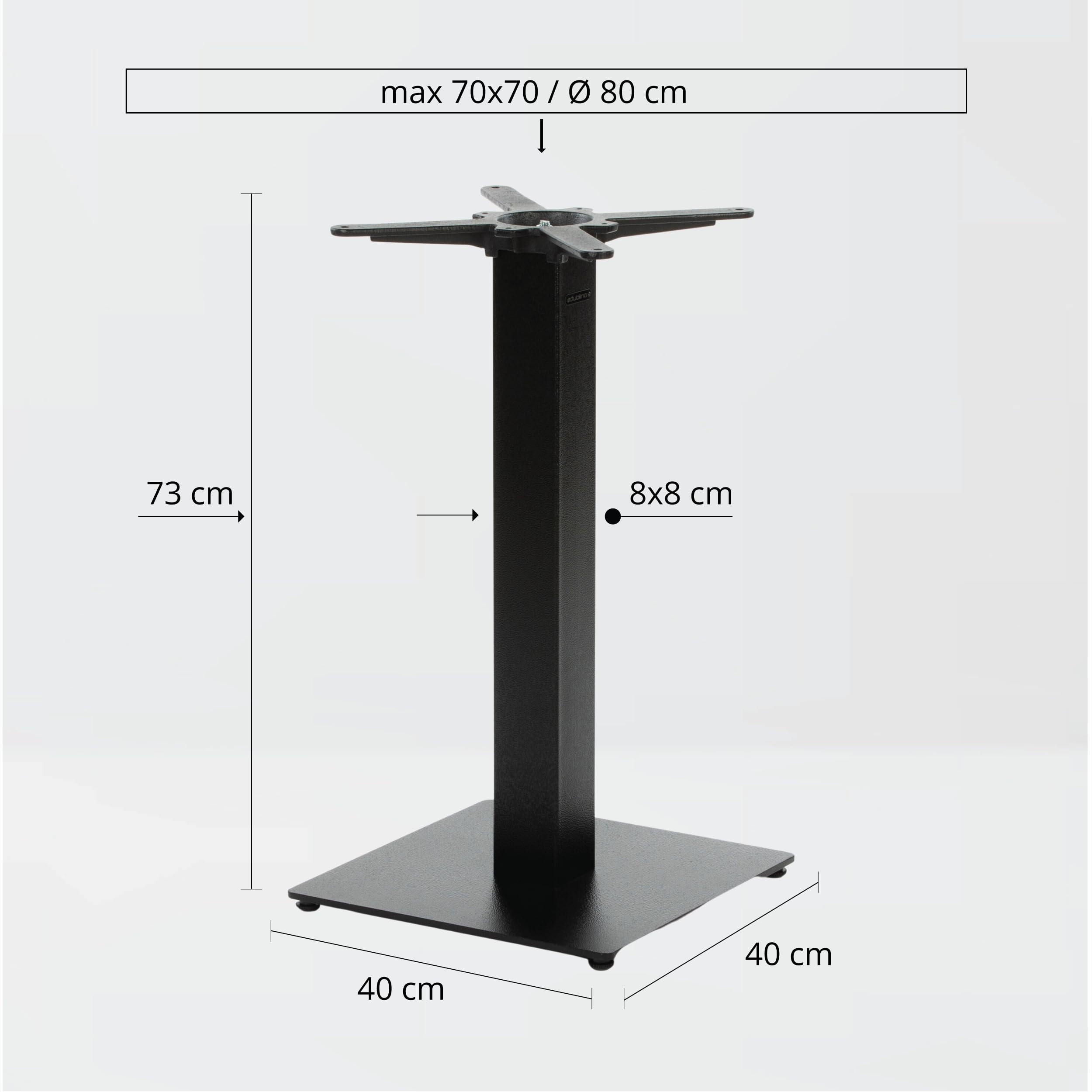 Base per Tavolo da Pranzo Premium in Metallo Nero - PJ7087 - Gambe per Tavoli (Altezza: 73 cm, Peso: 15,5 kg, Gambe per Tavoli 40x40 cm) - Max. Dimensione della Tavola: 70x70 / Ø 80 cm