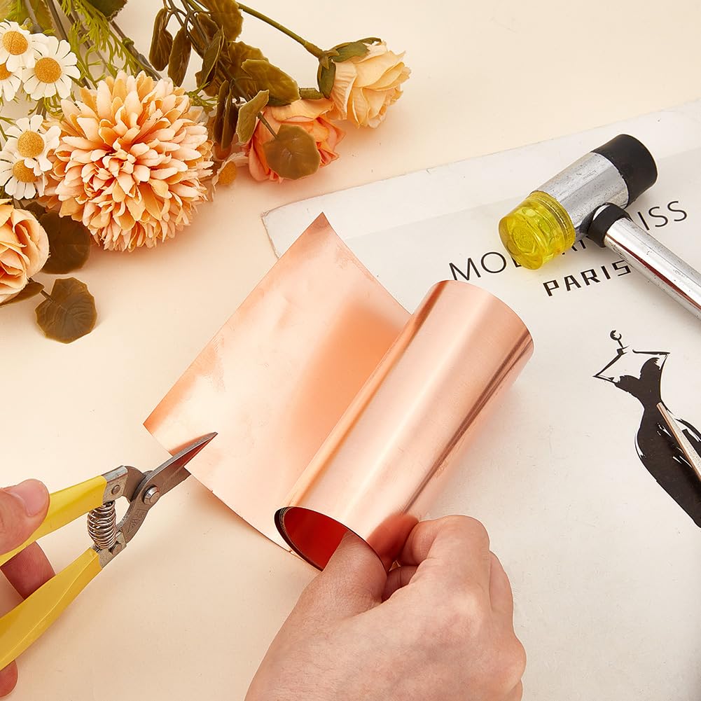 CREATCABIN Copper Sheet Roll 10x100cmx0.1mm Soft Foil Thin Roll Copper Strip Gold For DIY Crafts Decor Jewelry Making Electrical Repairs Grounding Building Decoration Material