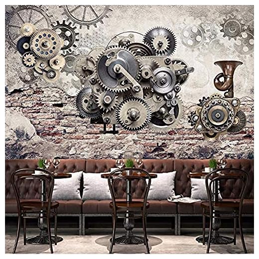 Retro nostalgi mekaniska växlar vardagsrum soffa bakgrund väggdekor kafé bar tema restaurang konst väggmålning tapet anpassad 3D tapet klistra vardagsrum väggen för sovrum väggmålning kant 200 cm x 140 cm