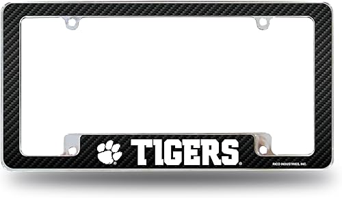 Miniatura 143 de Rico Industries NCAA Carbon Fiber 12" x 6" Chrome All Over Automotive License Plate Frame for Car/Truck/SUV