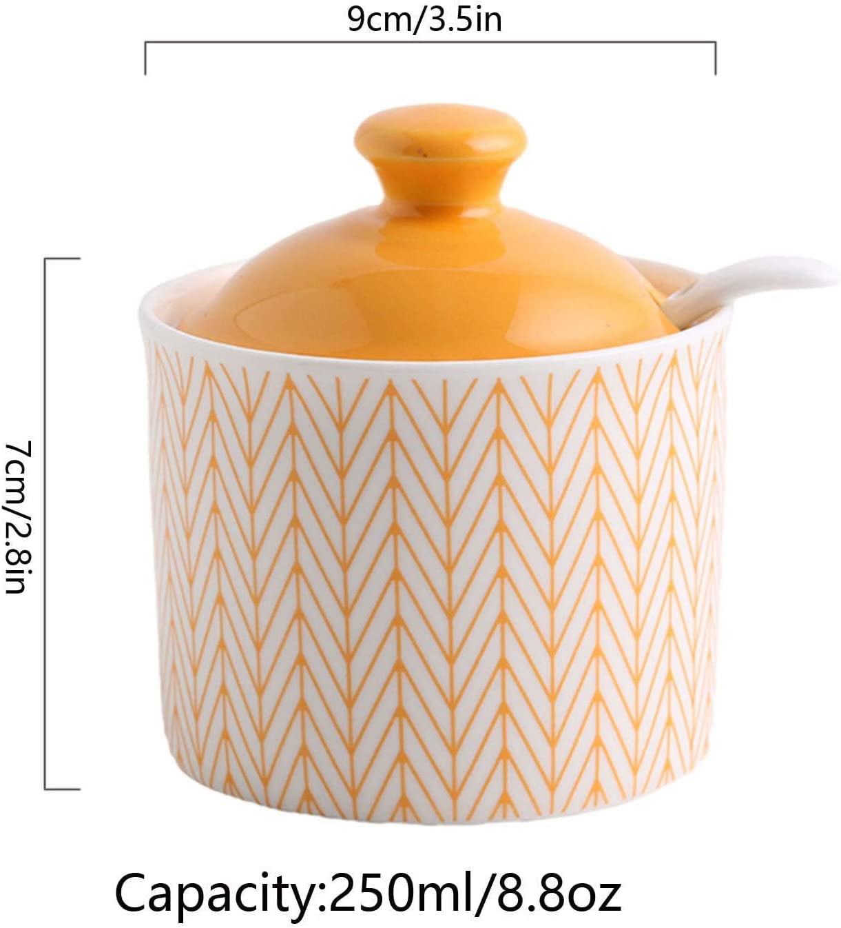 pot à sel， Sucrier bleu avec couvercle, pot à sucre et sel, boîte assaisonnement - Rouge 250 ml(Oranje)